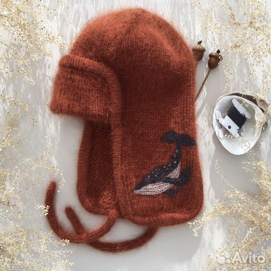 Вязаная шапка - ушанка на заказ