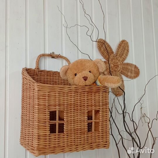 Плетеная корзина для игрушек. Подвесная корзина