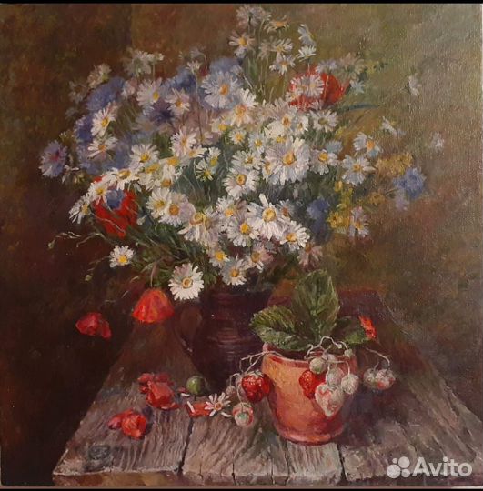 Картина маслом полевые цветы 