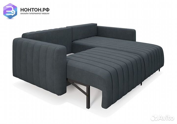 Угловой диван пантограф Маркфул велюр серо-синий