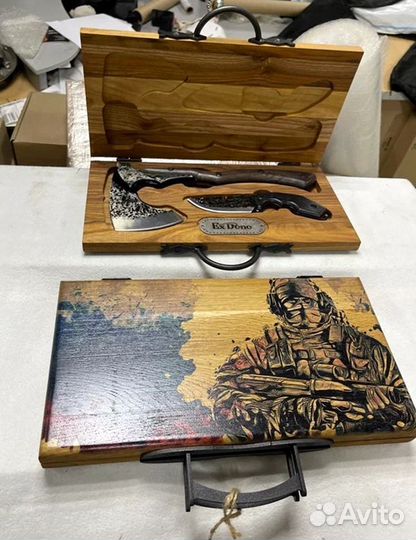 Топор кованый + нож в наборе