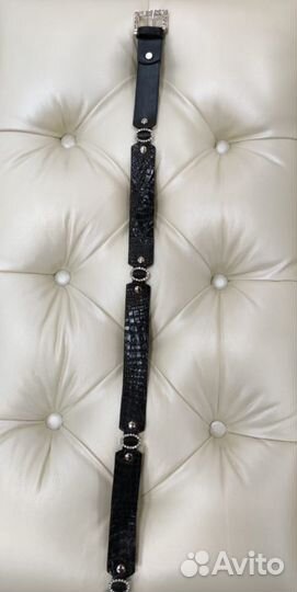 Женский ремень из крокодила с украшениями