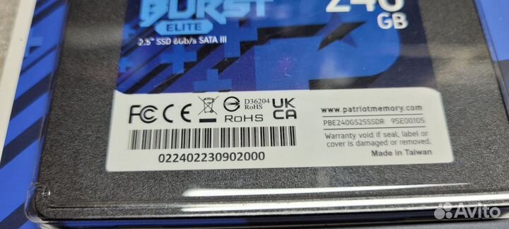 Новый SSD 240 Gb Patriot Burst Elite SATA запечата