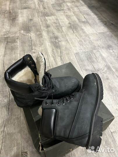 Ботинки timberland черные с мехом