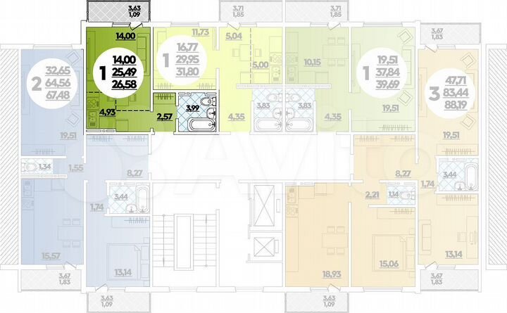 Квартира-студия, 26,6 м², 4/16 эт.