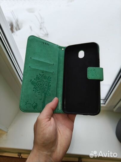 Кожаный чехол-книжка на Samsung galaxy j7 2017
