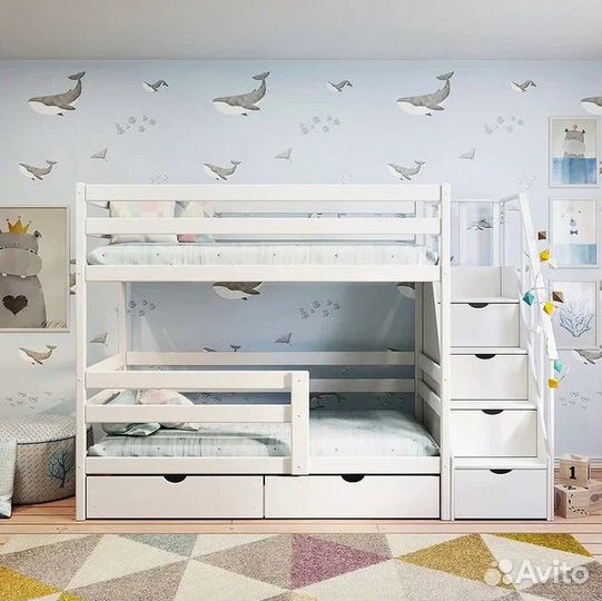 Двухъярусная кровать с лестницей комодом 200х80