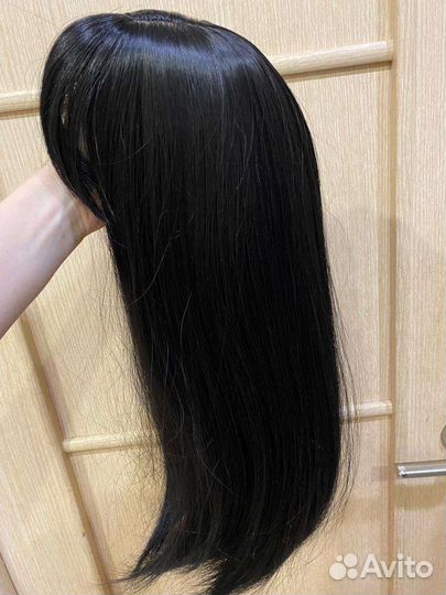 Парик черный с челкой новый