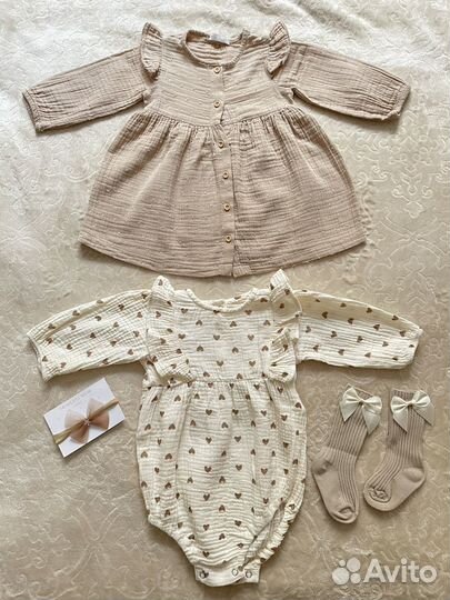 Муслиновые вещи для девочки 74, 80