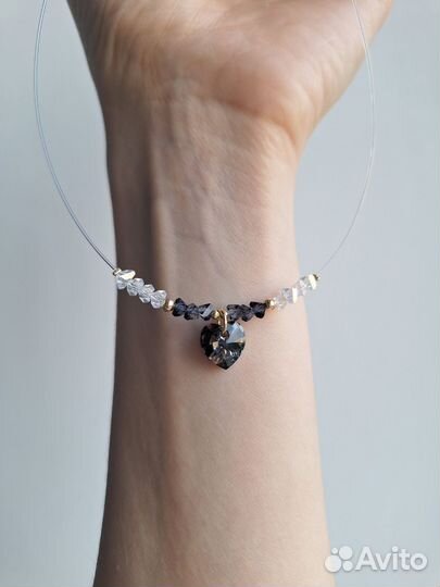 Чокер колье невидимка с кристаллом Сваровски