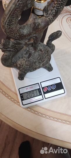Статуэтка бронза старинный дракон на черепахе