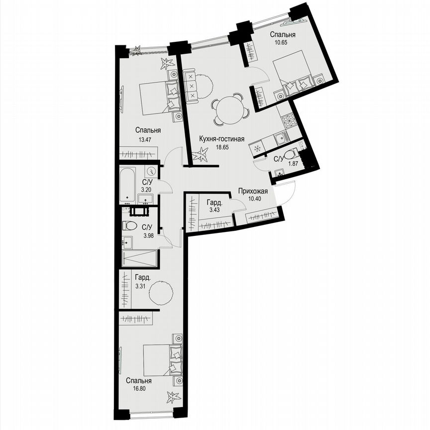 3-к. квартира, 85,8 м², 5/6 эт.