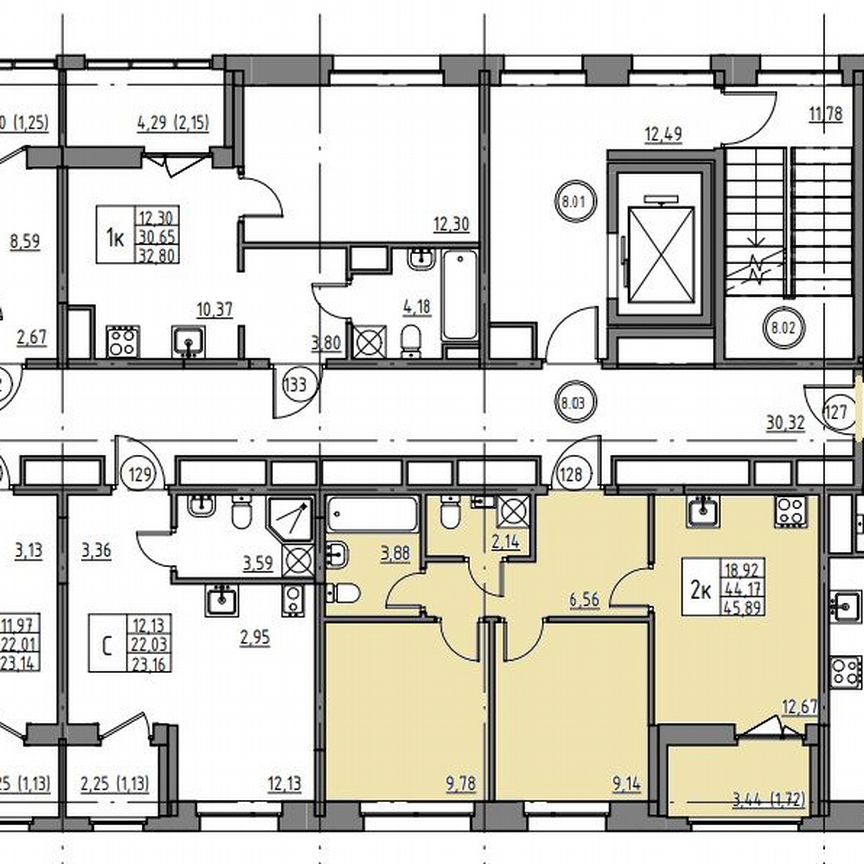 2-к. квартира, 45,9 м², 8/12 эт.