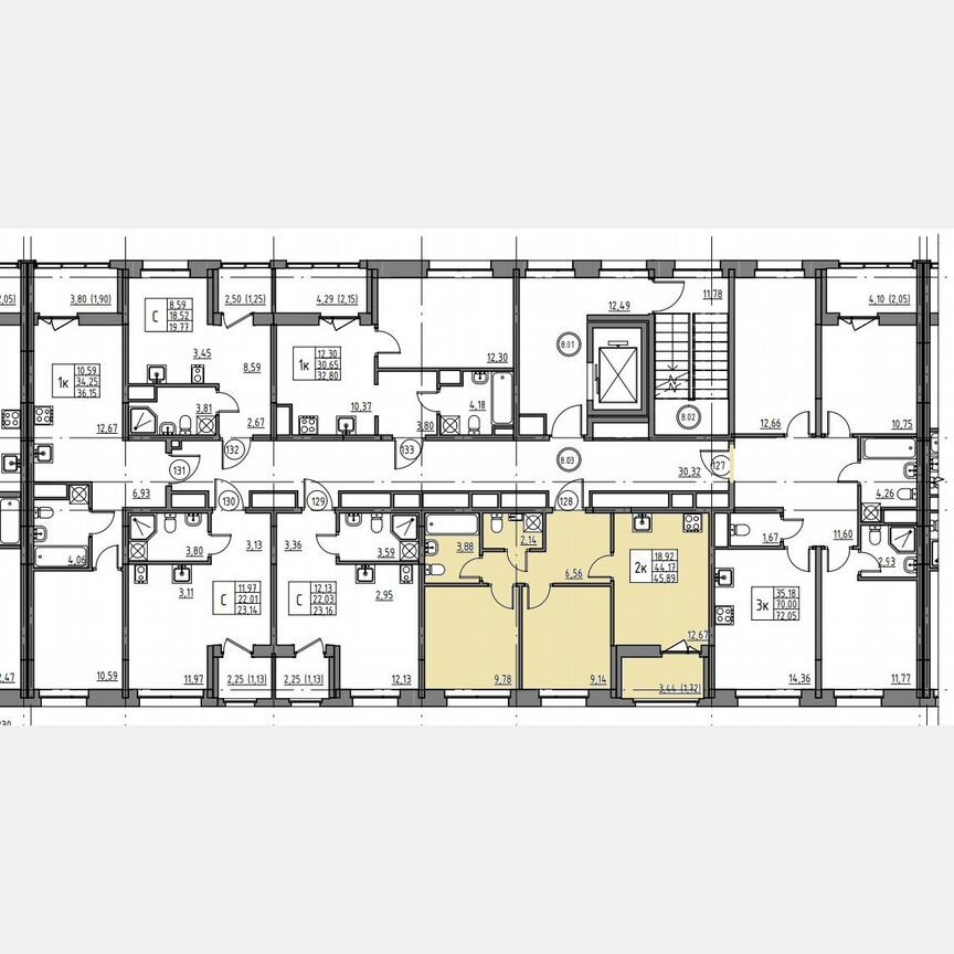 2-к. квартира, 45,9 м², 8/12 эт.