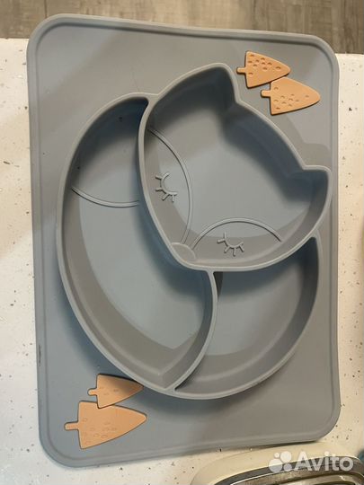 Детская тарелка с секциями силикон