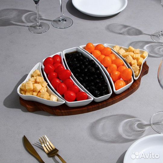 Менажница, деревянное основание, 2 шт 150 мл, 2 шт