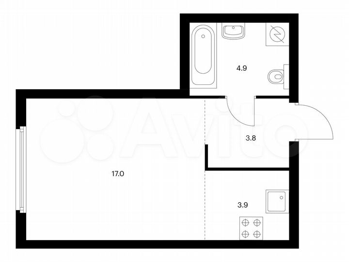 Квартира-студия, 29,6 м², 21/32 эт.