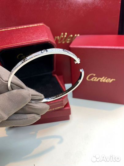 Браслет cartier love тонкий с бриллиантами