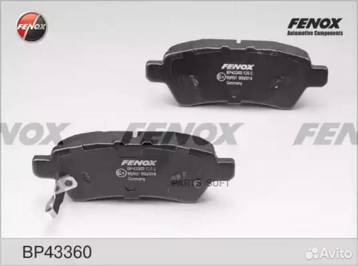 Fenox BP43360 Колодки тормозные дисковые зад прав
