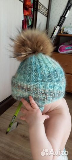 Детская вязаная шапка р-р 6-12 м