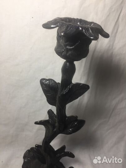 Старинный подсвечник-канделябр (виноградный лист)