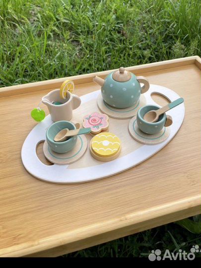 Деревянные игрушки набор посуды для чаепития