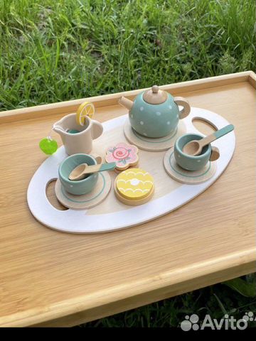 Деревянные игрушки набор посуды для чаепития