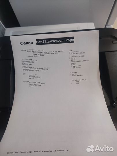 Принтер Canon LBP 6000B Пробег 723 страницы