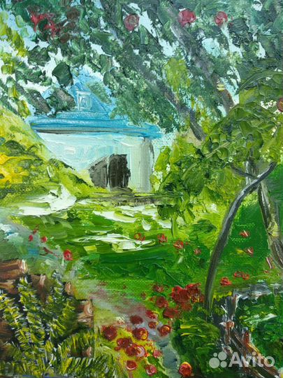 Картина маслом дачный пейзаж декор дома