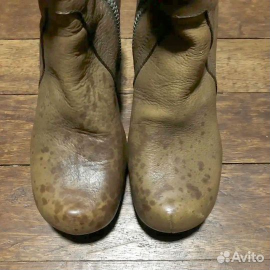 Rick owens Women's Brown Leather Wedge Ankle Boots