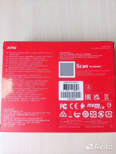 SSD диски adata XPG SX6000 256gb