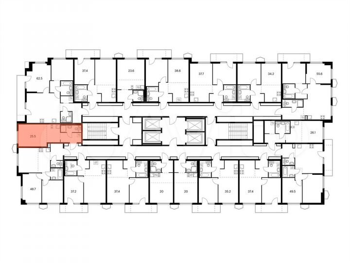 Квартира-студия, 25,5 м², 6/24 эт.