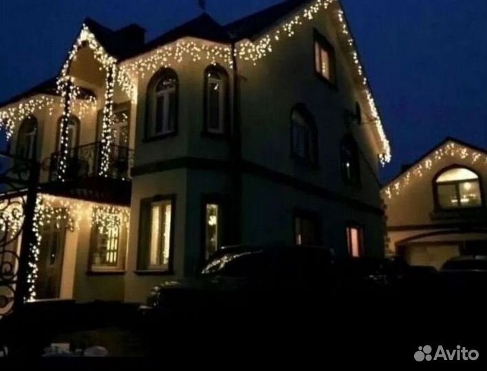 Гирлянда на дом / монтаж гирлянд / уличная бахрома