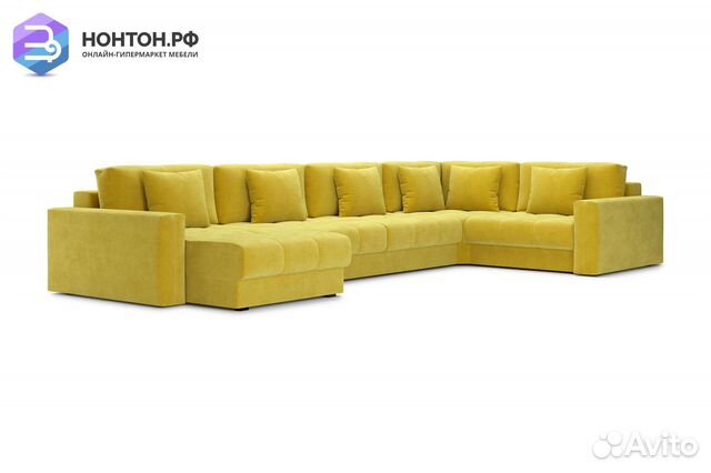 Диван п-образный тик-так Монарх горчичный
