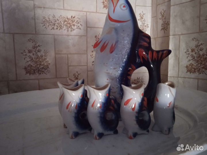 Графин рыба с рюмками СССР