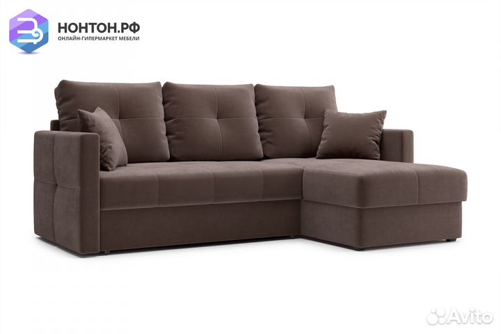 Диван угловой дельфин Вита коричневый