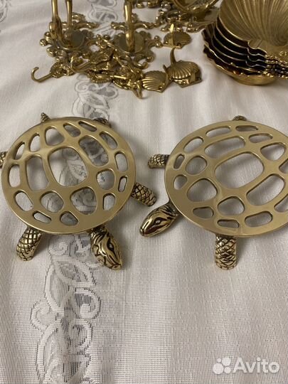 Подставка под горячее из латуни черепаха