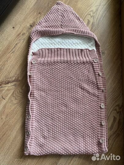 Вязанный конверт- плед детский