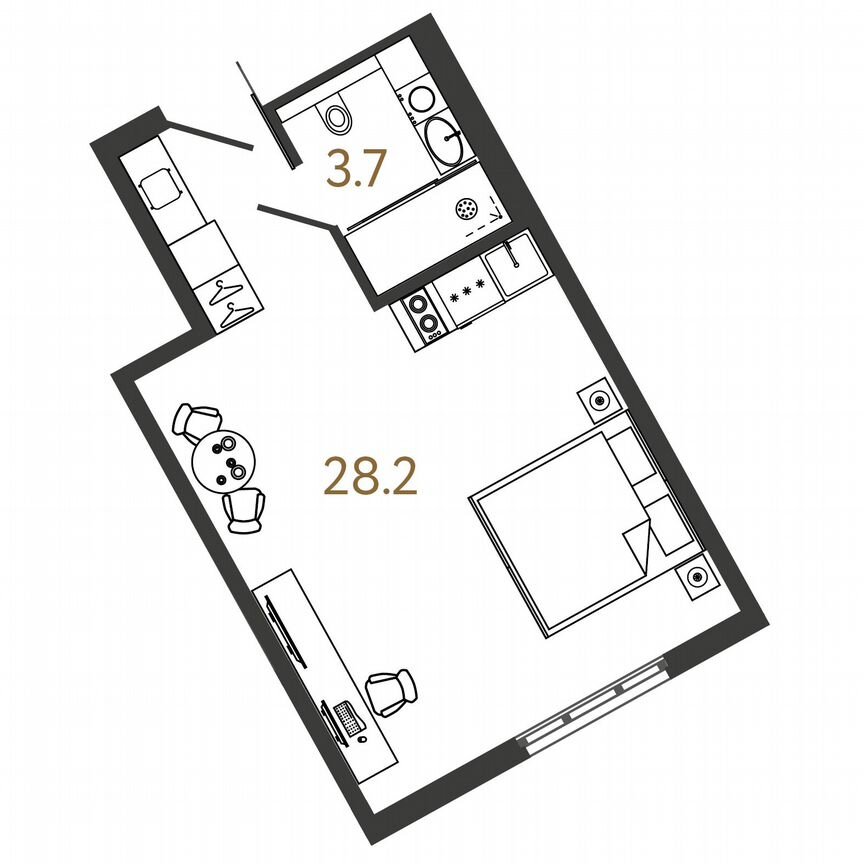 Апартаменты-студия, 31 м², 14/16 эт.
