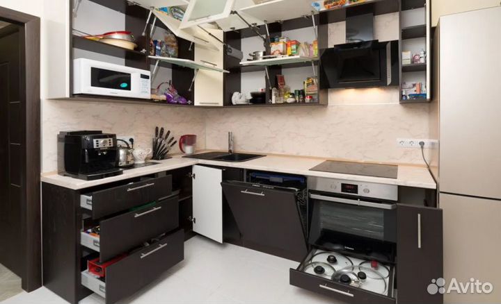 Кухня черно-белая угловая цена за всё