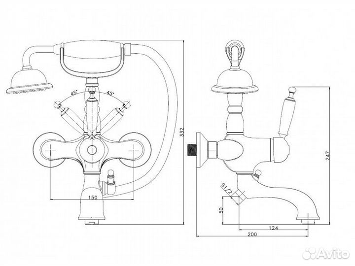 Смеситель для ванны Aksy Bagno Faenza, цвет: хром