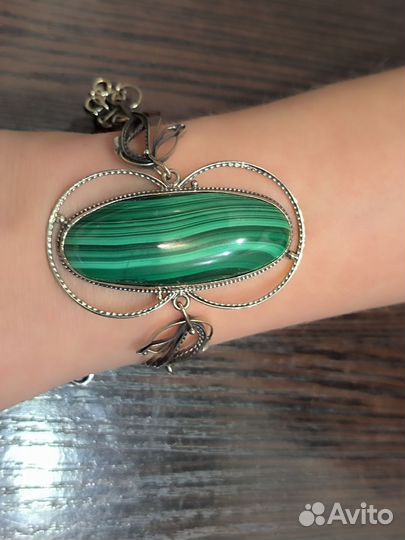 Браслет из натурального малахита