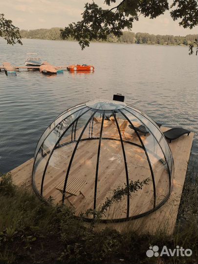Плавающая беседка на понтоне Купольная беседка