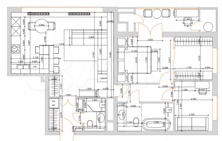 3-к. квартира, 87 м², 17/17 эт.