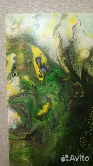 Картина акрил Зеленая абстракция 70 на 60