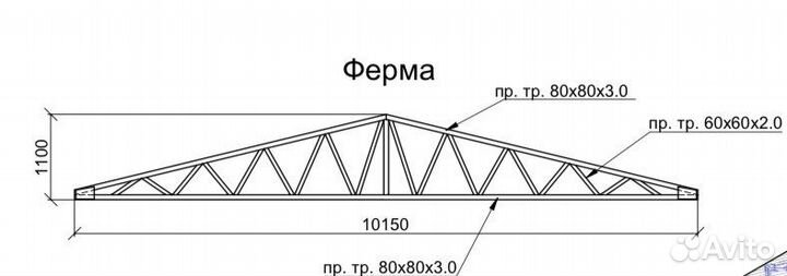 Фермы и столбы для ангара, навеса