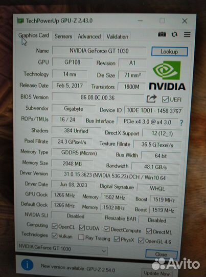 Geforce GT 1030 gddr5 идеальное состояние