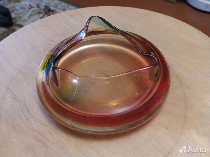 Ваза пепельница медовое стекло. СССР