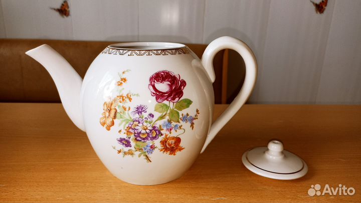 Чайник заварочный. Фарфор. Дулево. Песочное. СССР