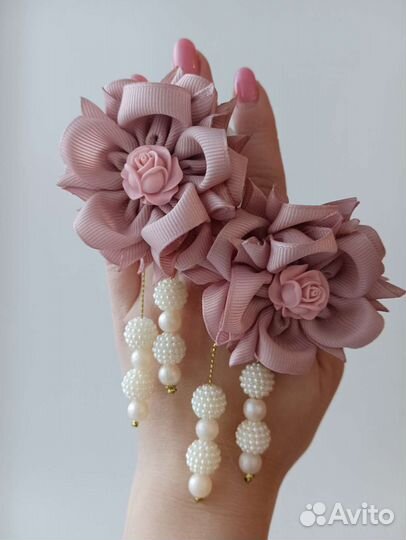 Резинка для волос Пудровые розы